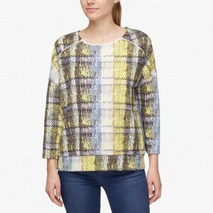 project runway womens long sleeve colorful round neck pullover top size XS NWT